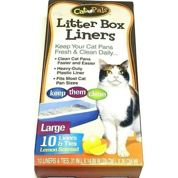 Cat Pals Litter Box Liners 10 Count 2 Packs 31" x 14" Lemon Scented - Picture 1 of 4